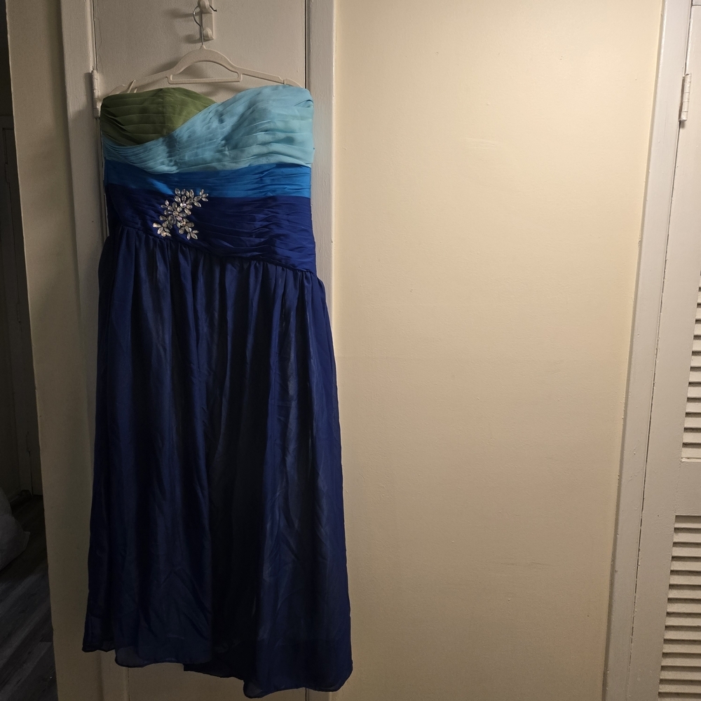 Grace Karin Floor Length Fairy   Evening /Fomal Sheer Gown Prom  Size 20 Blue - Picture 4 of 15